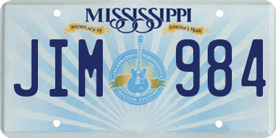 MS license plate JIM984