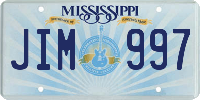 MS license plate JIM997