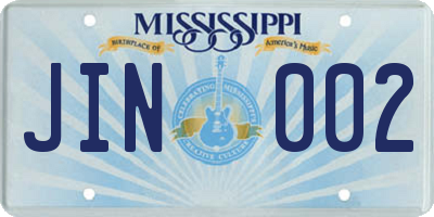 MS license plate JIN002