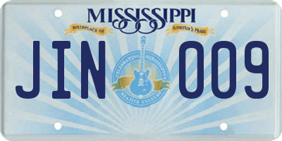 MS license plate JIN009