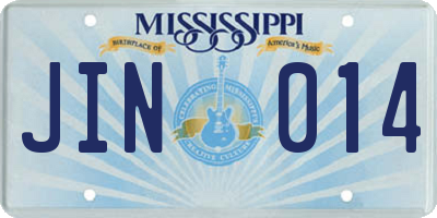 MS license plate JIN014