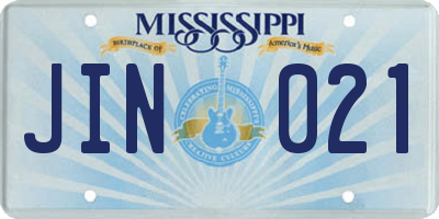 MS license plate JIN021