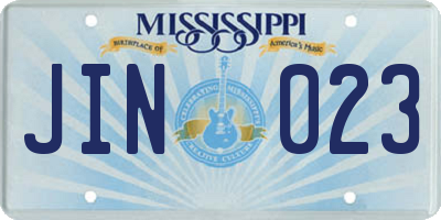 MS license plate JIN023