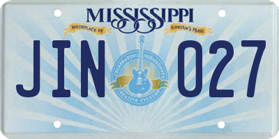 MS license plate JIN027