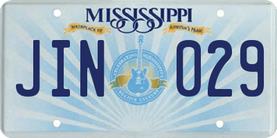 MS license plate JIN029