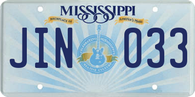MS license plate JIN033