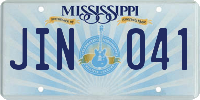 MS license plate JIN041