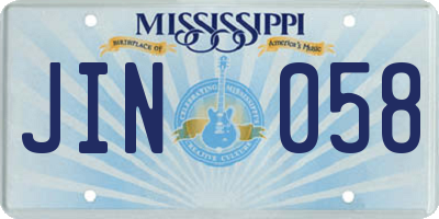 MS license plate JIN058