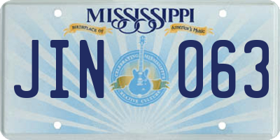 MS license plate JIN063