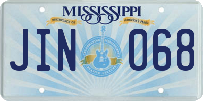 MS license plate JIN068