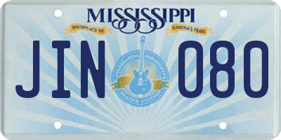 MS license plate JIN080