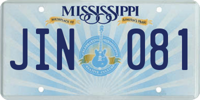 MS license plate JIN081