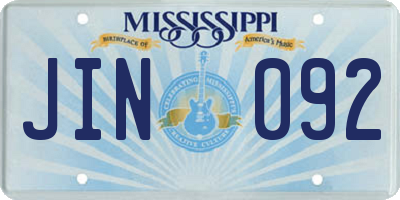 MS license plate JIN092