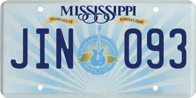 MS license plate JIN093