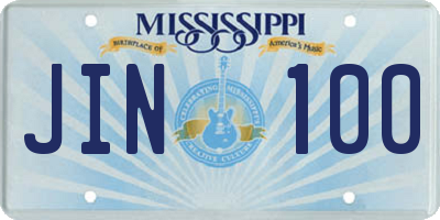 MS license plate JIN100