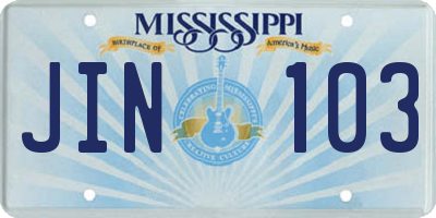 MS license plate JIN103