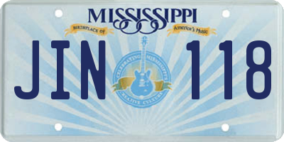 MS license plate JIN118
