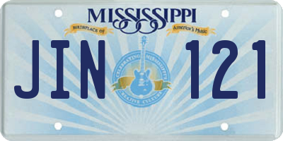 MS license plate JIN121