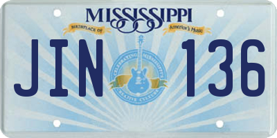 MS license plate JIN136
