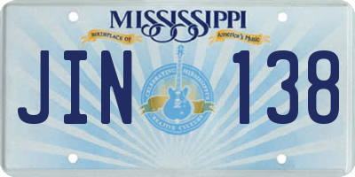 MS license plate JIN138