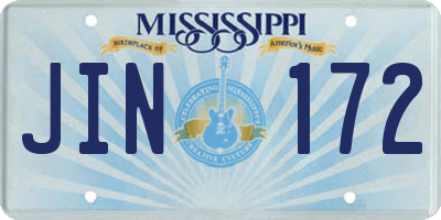 MS license plate JIN172