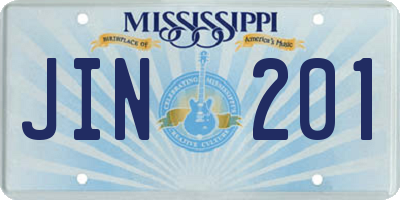 MS license plate JIN201