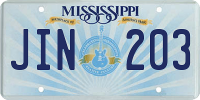 MS license plate JIN203