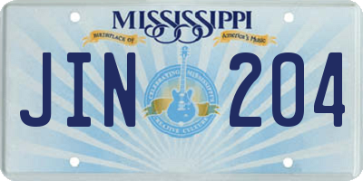 MS license plate JIN204