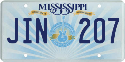 MS license plate JIN207