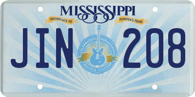 MS license plate JIN208