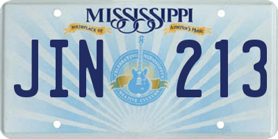 MS license plate JIN213