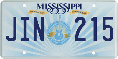 MS license plate JIN215