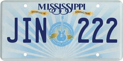 MS license plate JIN222