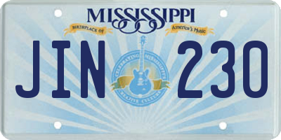 MS license plate JIN230