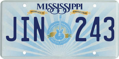 MS license plate JIN243