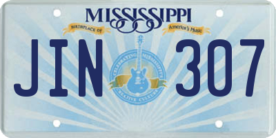 MS license plate JIN307