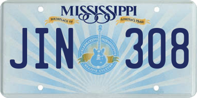MS license plate JIN308