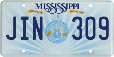 MS license plate JIN309