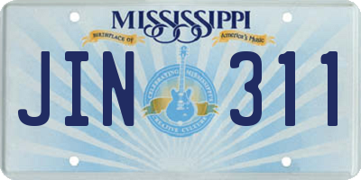 MS license plate JIN311