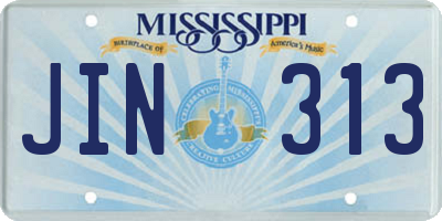 MS license plate JIN313