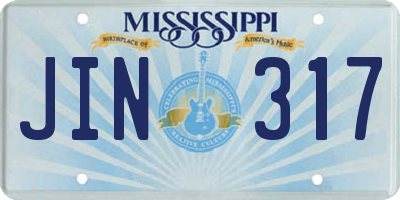 MS license plate JIN317