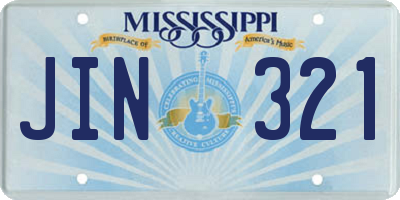 MS license plate JIN321