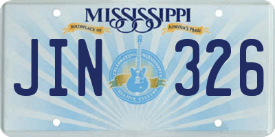 MS license plate JIN326
