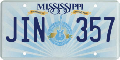 MS license plate JIN357