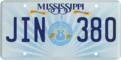 MS license plate JIN380