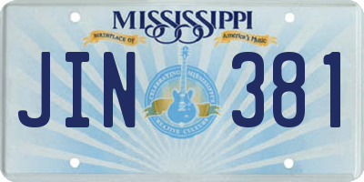MS license plate JIN381