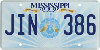 MS license plate JIN386
