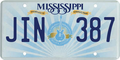 MS license plate JIN387