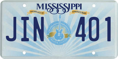 MS license plate JIN401