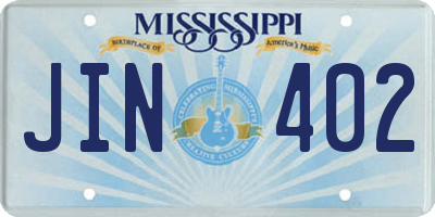 MS license plate JIN402